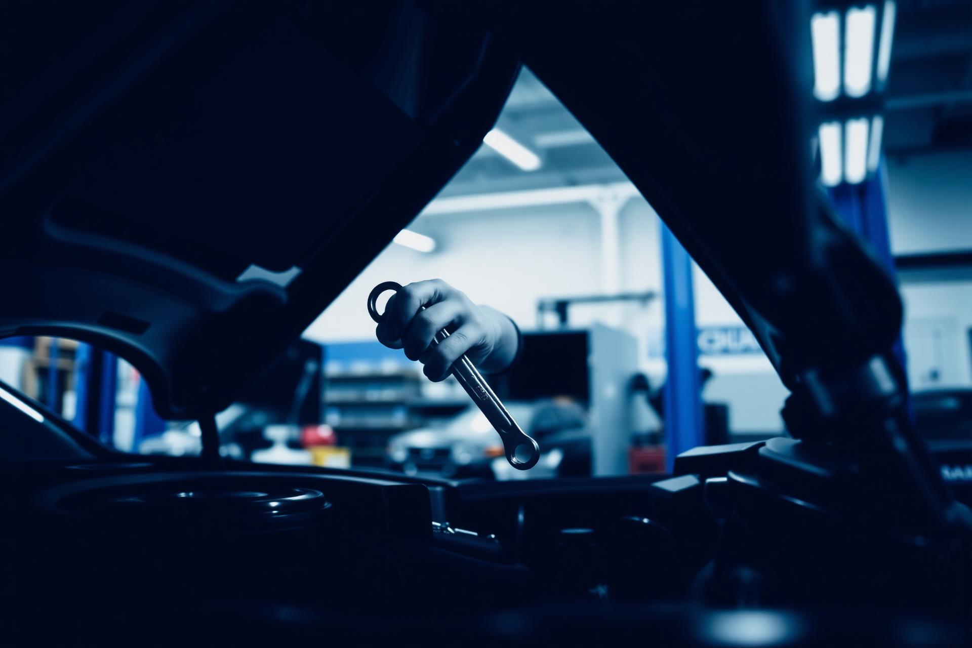 Mechanic working on a car engine